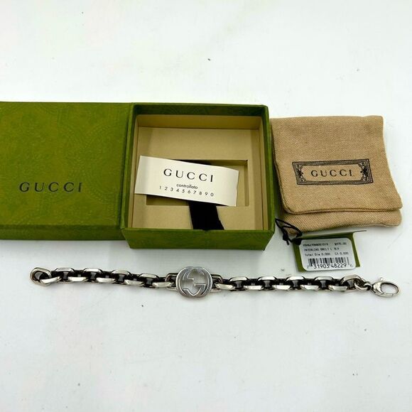 SOLD!!!!!!       Gucci interlocking G bracelet silver made in Italy - Picture 1 of 10